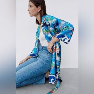 Zara belted printed kaftan wrap top